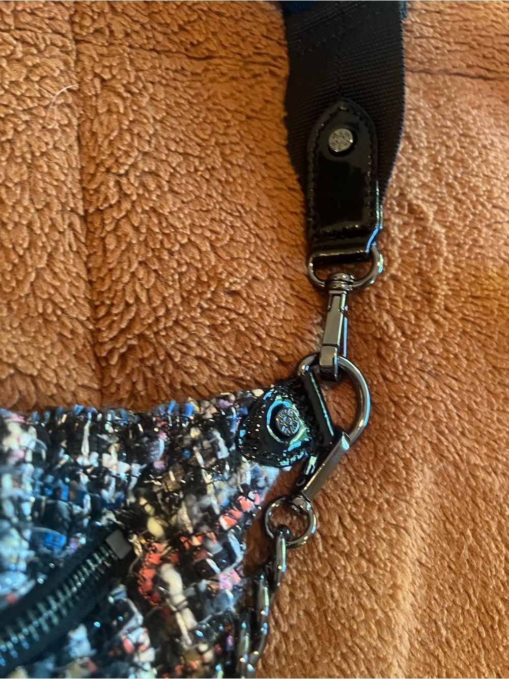 MZ Wallace midnight sparkle tweed boucle small Crosby sling - Picture 13 of 15